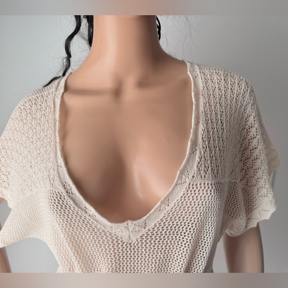 NWT CALVIN KLEIN linen & cotton cream beach cover up tunic SWIM summer dress M - Picture 10 of 12